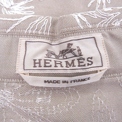 Hermes Fleurs Technique Open Collar Floral Pattern Embroidery Top — view 6