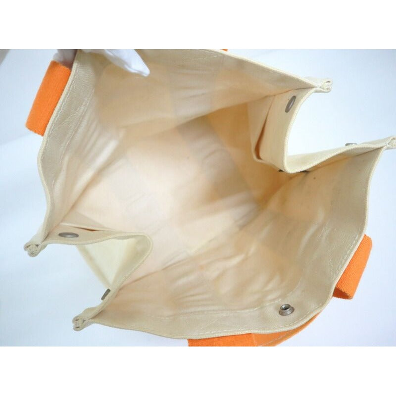 Hermes Bora PM White Orange Canvas Tote X — view 5