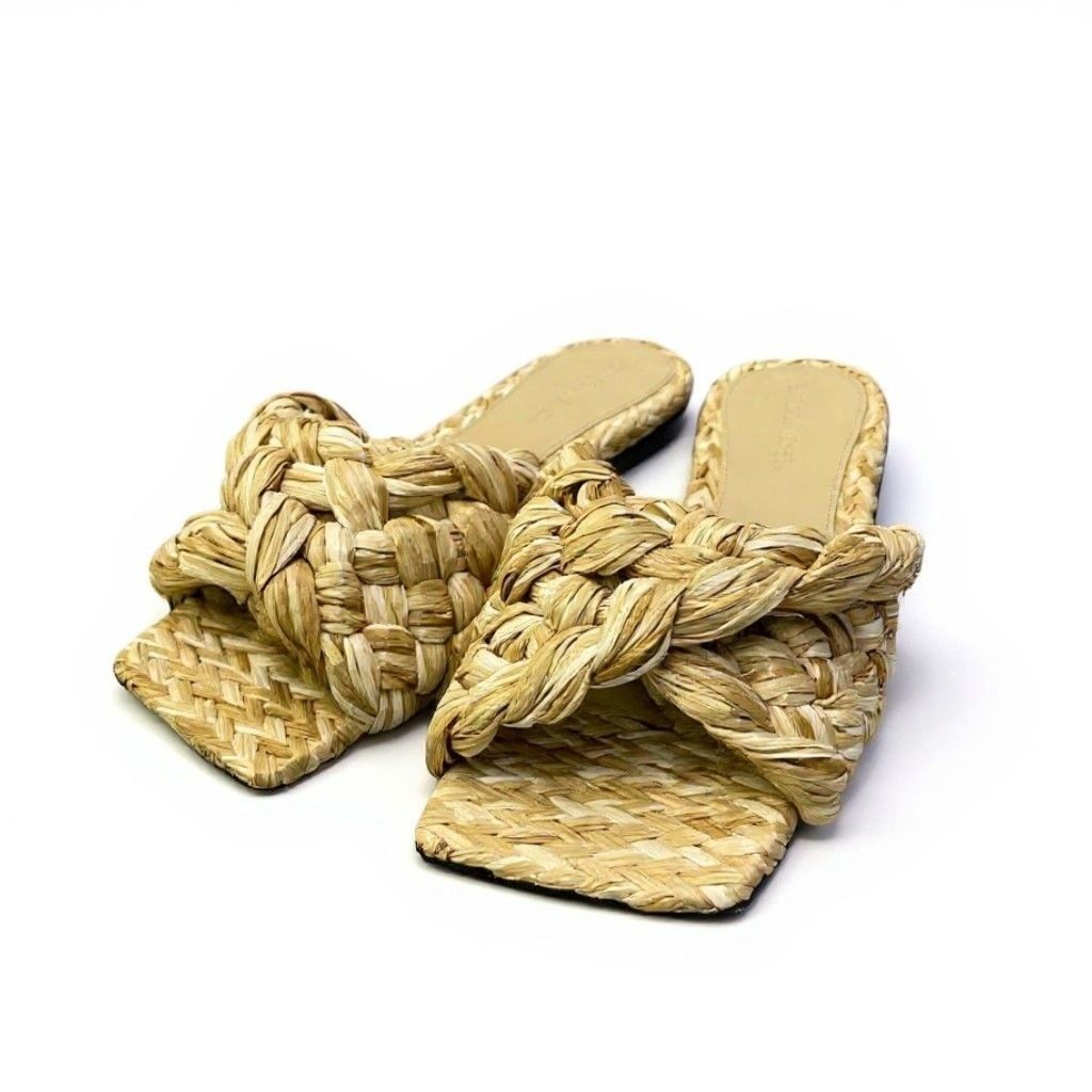 Bottega Veneta Ad2 Lido Slide Sandals 36.5 Braided Raffia