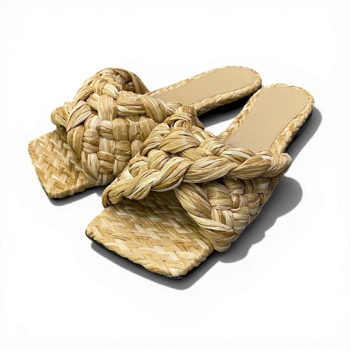 Bottega Veneta Ad2 Lido Slide Sandals 36.5 Braided Raffia — view 2