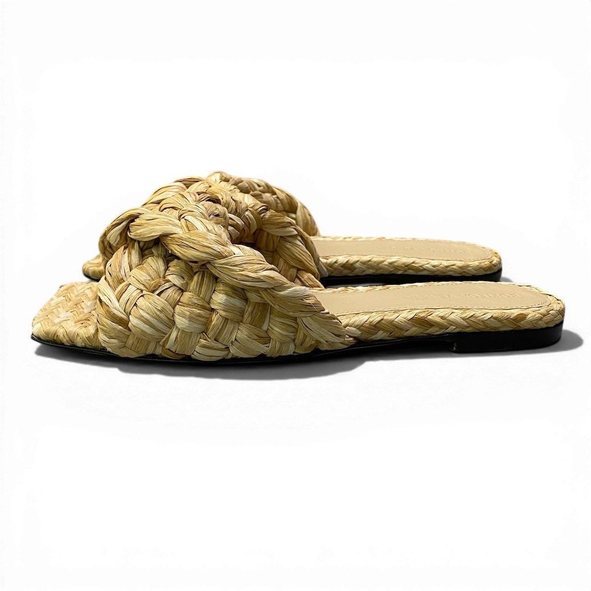 Bottega Veneta Ad2 Lido Slide Sandals 36.5 Braided Raffia — view 3