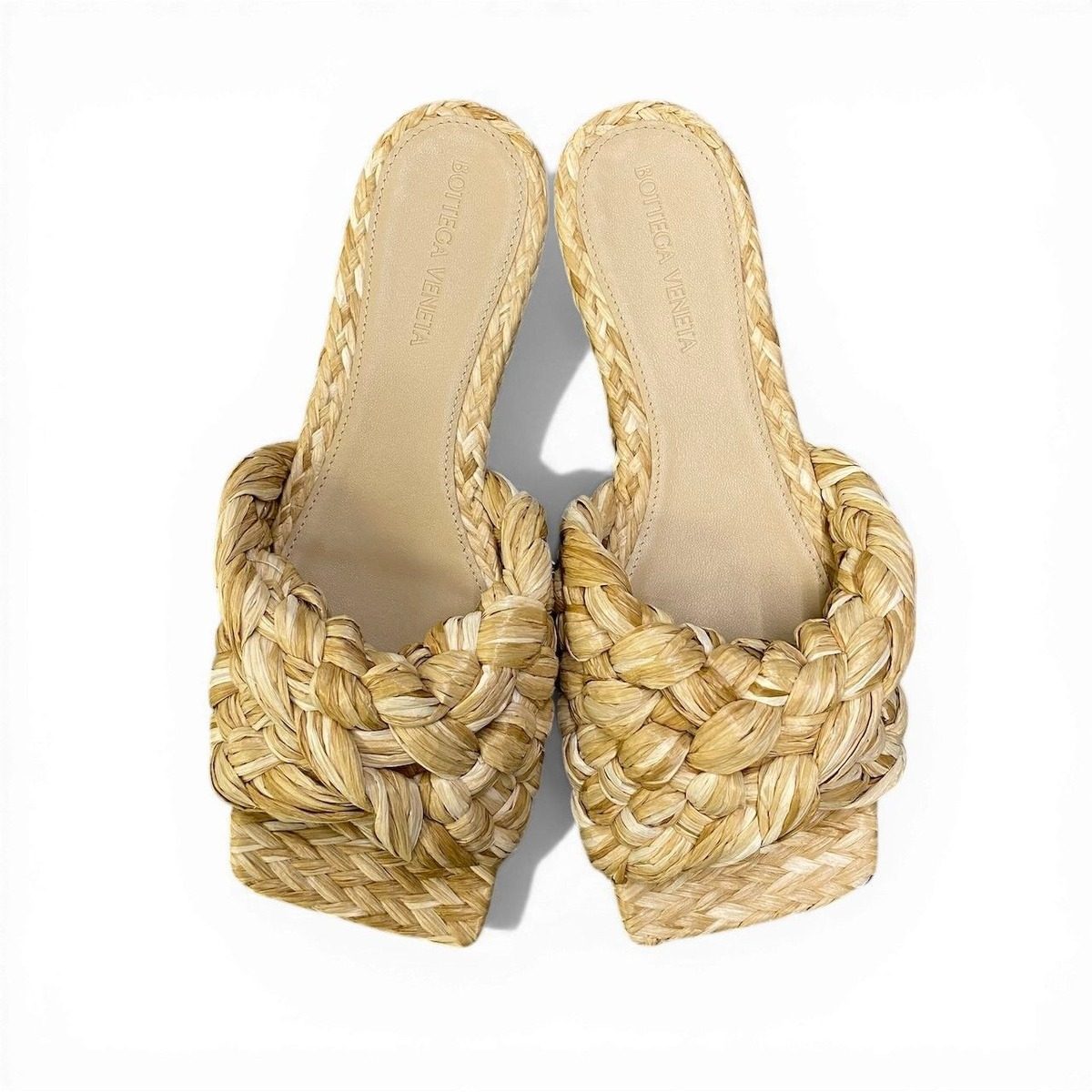 Bottega Veneta Ad2 Lido Slide Sandals 36.5 Braided Raffia — view 5