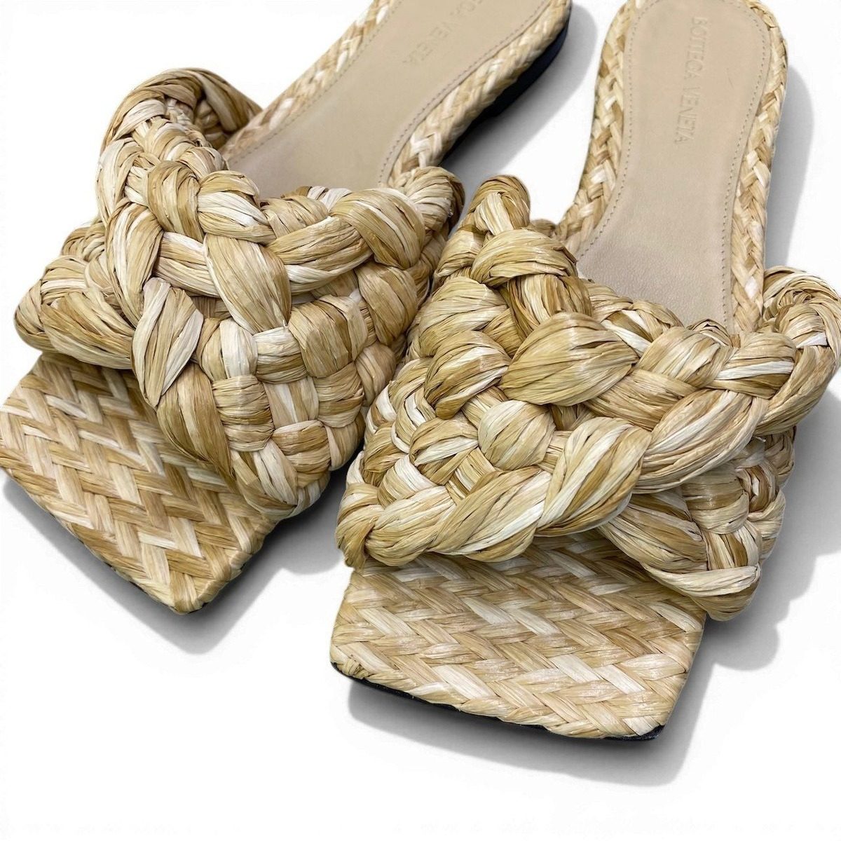 Bottega Veneta Ad2 Lido Slide Sandals 36.5 Braided Raffia — view 7