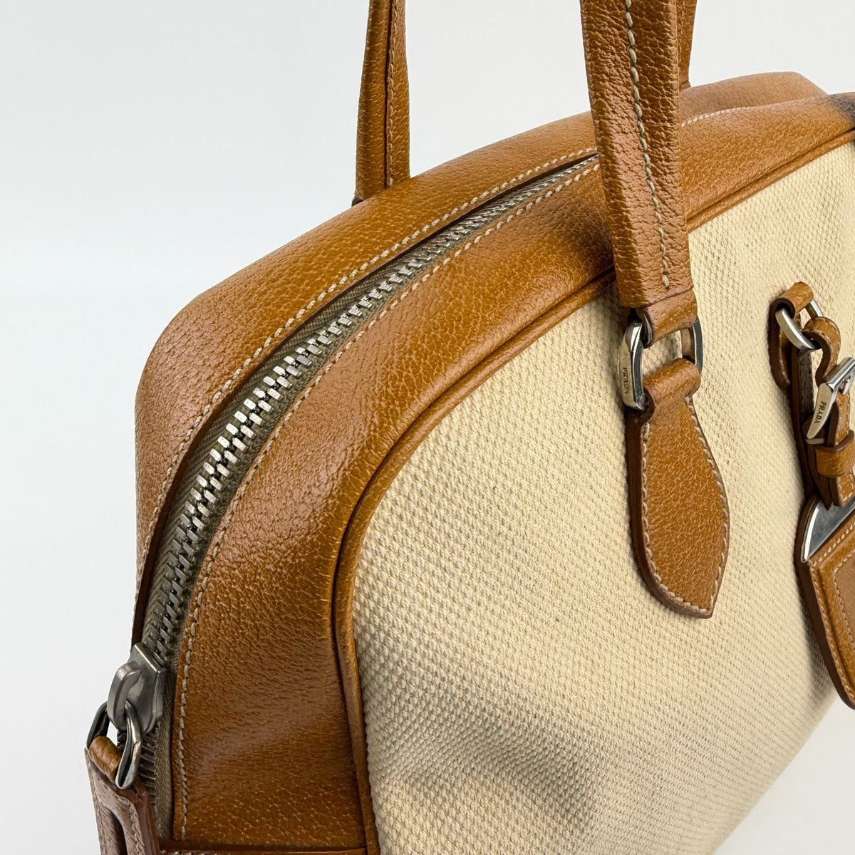 Prada Shoulder Bag Canvas Leather Two — view 13
