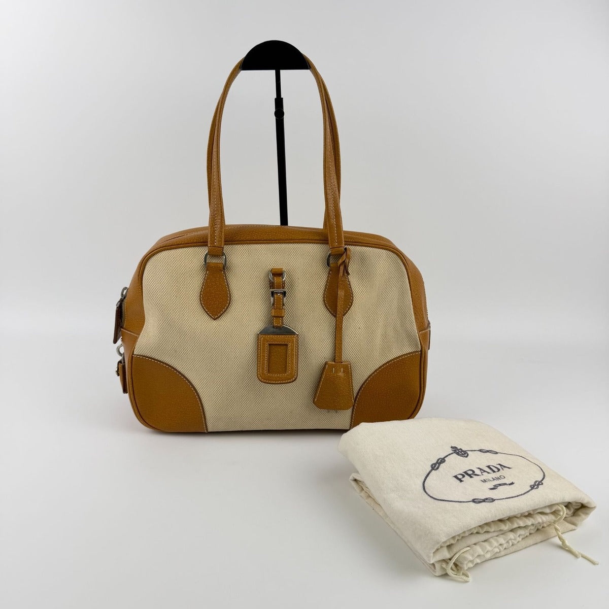 Prada Shoulder Bag Canvas Leather Two — view 2