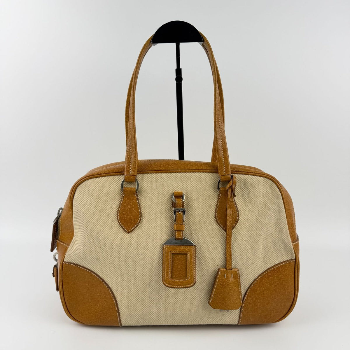 Prada Shoulder Bag Canvas Leather Two — view 3