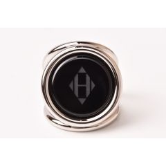 Hermes Scarf Ring Trio Silver Black H Logo Motif — view 2