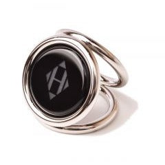 Hermes Scarf Ring Trio Silver Black H Logo Motif