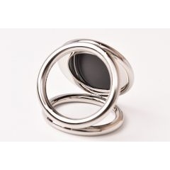 Hermes Scarf Ring Trio Silver Black H Logo Motif — view 3