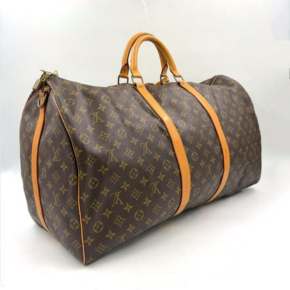 Louis Vuitton Keepall Bandouliere 60 Monogram Leather Brown Boston Bag Gold — view 2