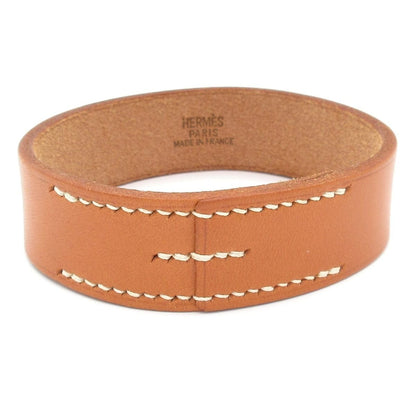 Hermes Bangle Poultur Leather Light Brown Bracelet
