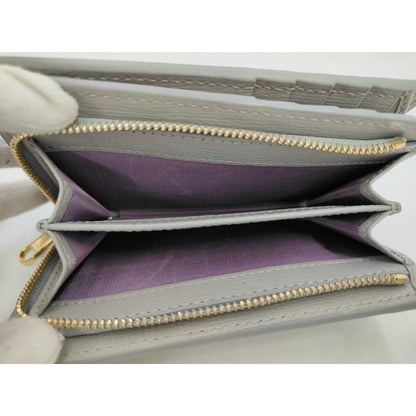 Gucci Bifold Wallet Script Gray Leather Logo L-shaped Zipper Gold — view 3