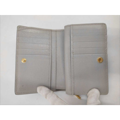 Gucci Bifold Wallet Script Gray Leather Logo L-shaped Zipper Gold — view 4