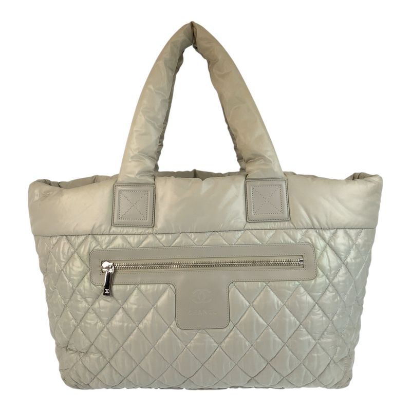 Chanel Coco Coon Gray Silver Hardware Nylon Tote Bag Shoulder Bag Women 505120