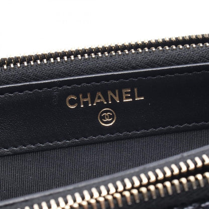 Chanel Shoulder Bag Deauville Black Fabric Leather Chain Wallet — view 4