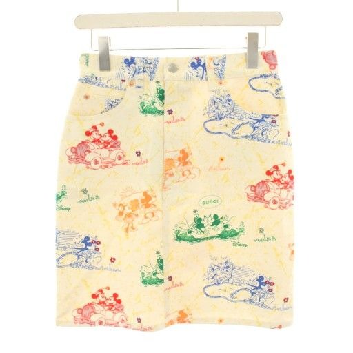 Gucci Disney Mickey & Minnie Skirt Knee Length Tight Total Pattern 38 Beige