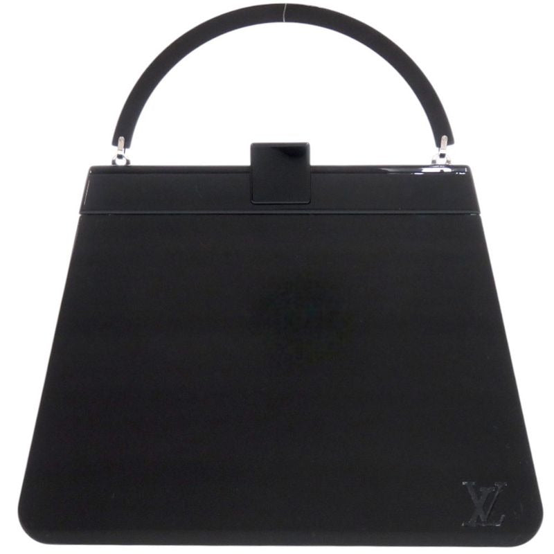 Louis Vuitton Plastic Leather Black Silver Hardware Handbag 0745
