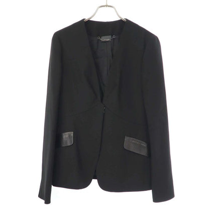 Fendi Leather Pockets Collarless Jacket Fj6359 N6f Black 44