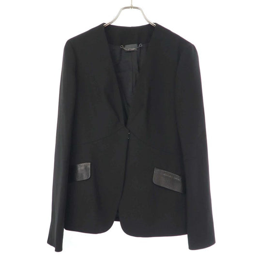 Fendi Leather Pockets Collarless Jacket Fj6359 N6f Black 44