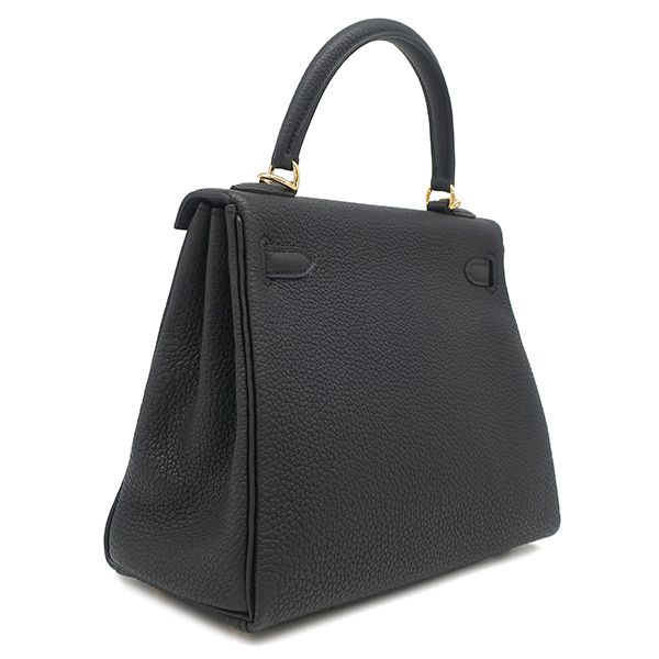 Hermes 2-Way Bag Kelly 25 Internal Stitching Togo Black Gold Hardware Black