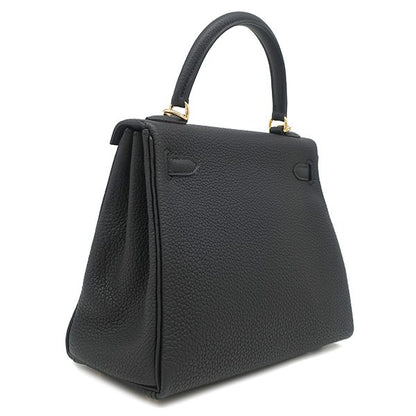 Hermes 2-Way Bag Kelly 25 Internal Stitching Togo Black Gold Hardware Black