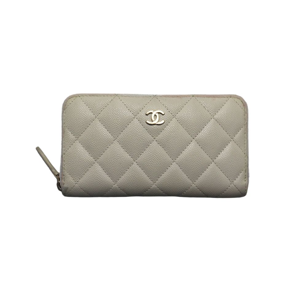 Chanel Stand Quilted Caviar Leather GD Wallet