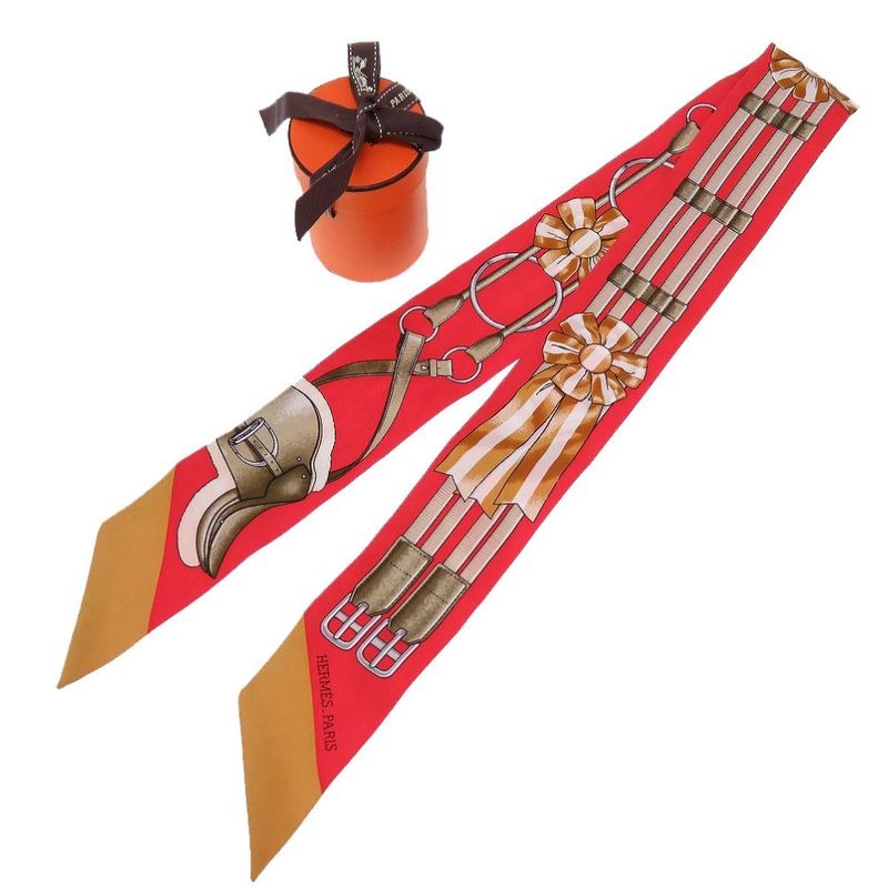 Hermes Twirly Scarf Silk Rouge