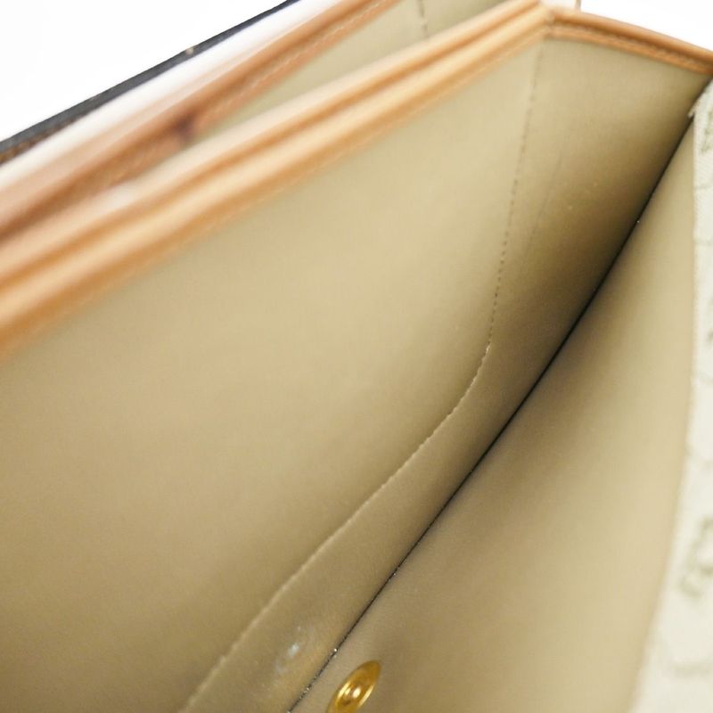 Christian DIOR Shoulder Bag Beige Canvas Leather 68ka786