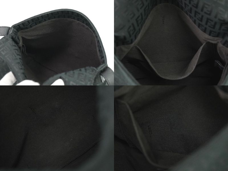 Authentic Fendi Zucchino Shoulder Bag Pochette Canvas Black 8bt127 Zucchino Bag