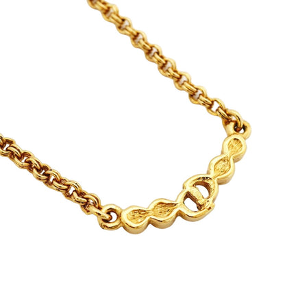 Dior Necklace CD Logo Gold Plated Rhinestone — view 2