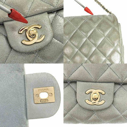 Chanel - Matelasse Metallic Leather Flap Chain Shoulder Bag - Silver - Women