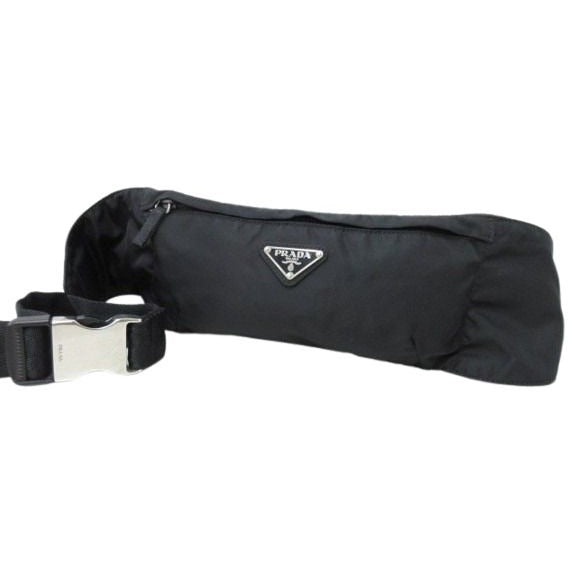 Prada Body Bag Triangle Logo Waist Black Nylon — view 2