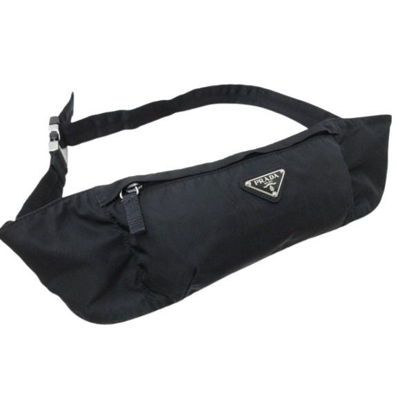 Prada Body Bag Triangle Logo Waist Black Nylon