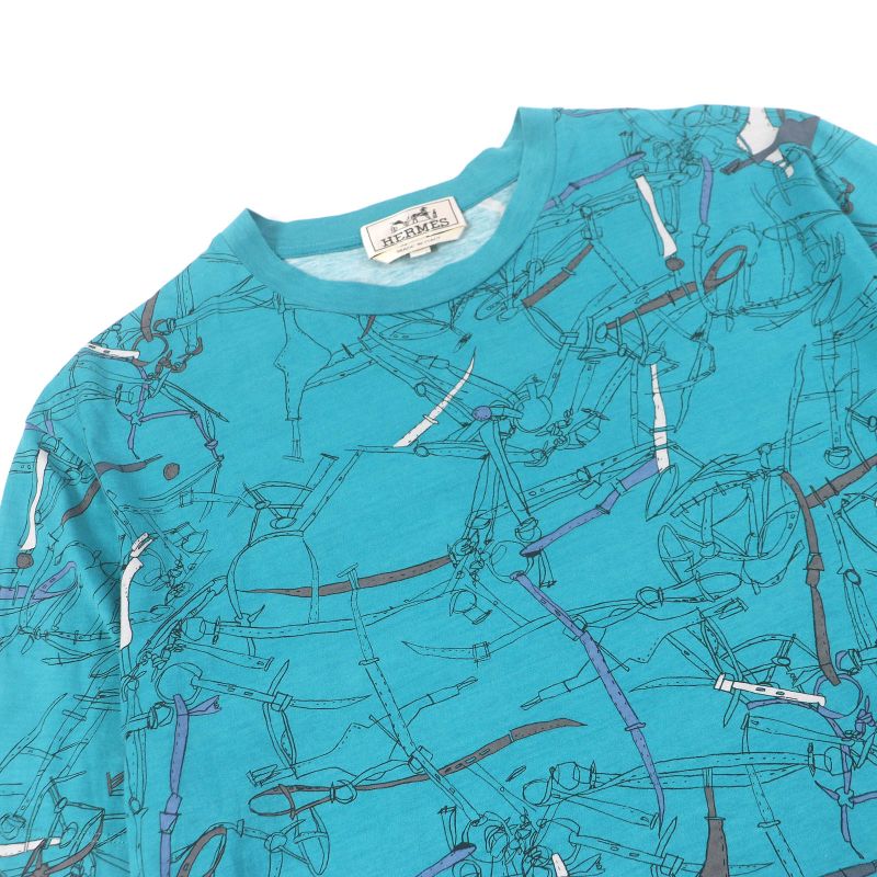 Hermes 100% Cotton Belt Crew Neck Short Sleeves Cut And Sewn Short Sleeve