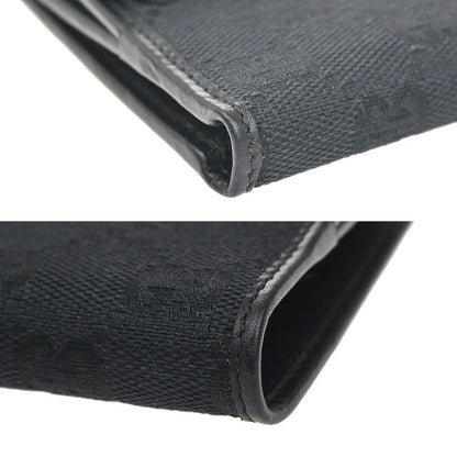 Gucci Wallet GG Bifold Wallet Black Canvas Leather 35ka628