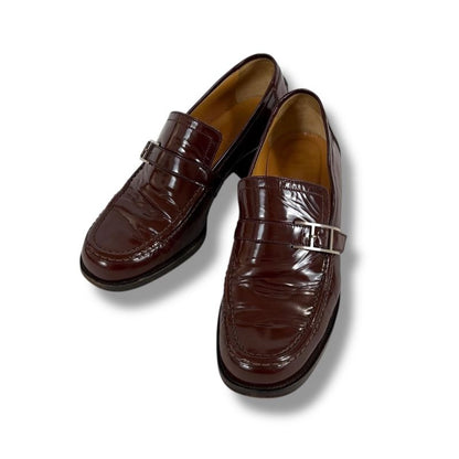 Hermes Loafer Brown Patent Leather Silver Hardware 36 Size