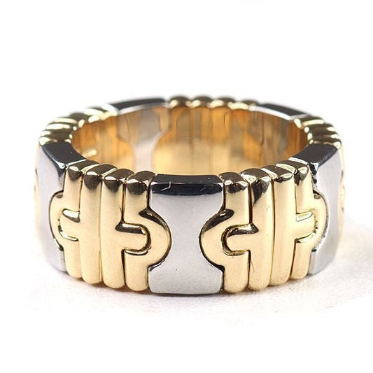 Bvlgari Parentesi Ring 750 SS 18k Yellow Gold Stainless Silver Polished