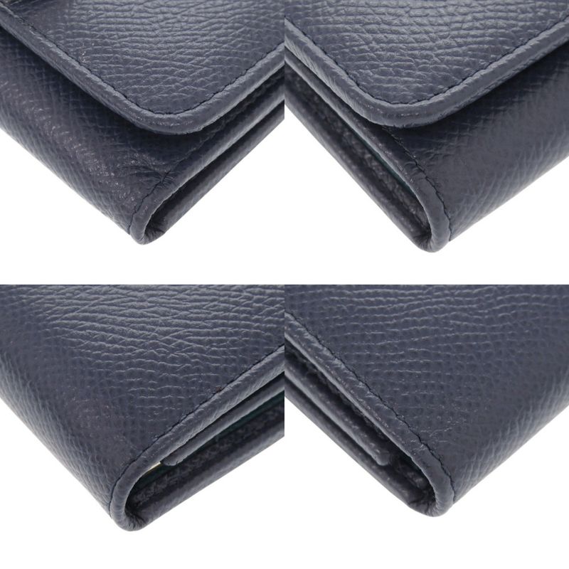 Bulgari Leather Blue 6-ring Key Case Blue 1469 Bvlgari Men's