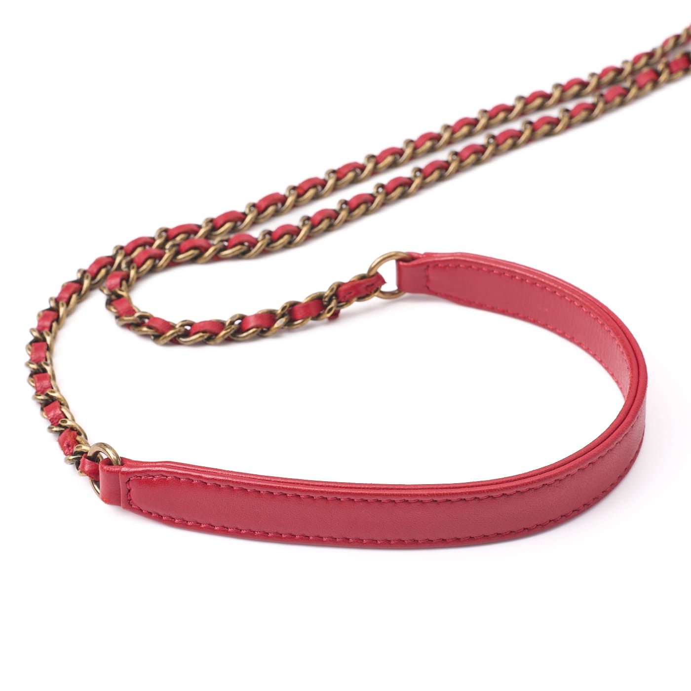 Chanel Diamond Stitching Coco Mark Chain Shoulder Lambskin Red With Gold