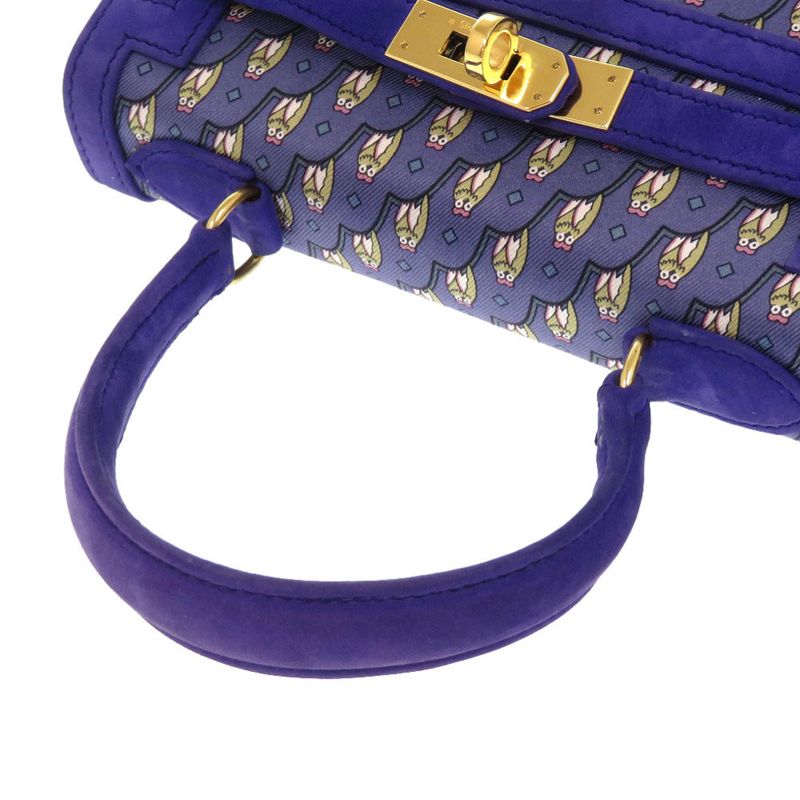 Hermes Kelly 20 Owl Outer Stitch Dobris Silk Blue Gold Hardware 00T Engraved