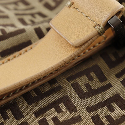 Fendi Zucchino 7vs014 Nylon Canvas And Leather Brown Unisex Boston Bag