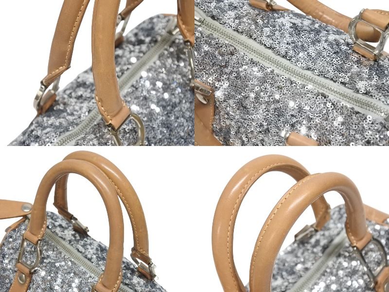 Dior Mini Boston Bag Sequin Leather Silver — view 6