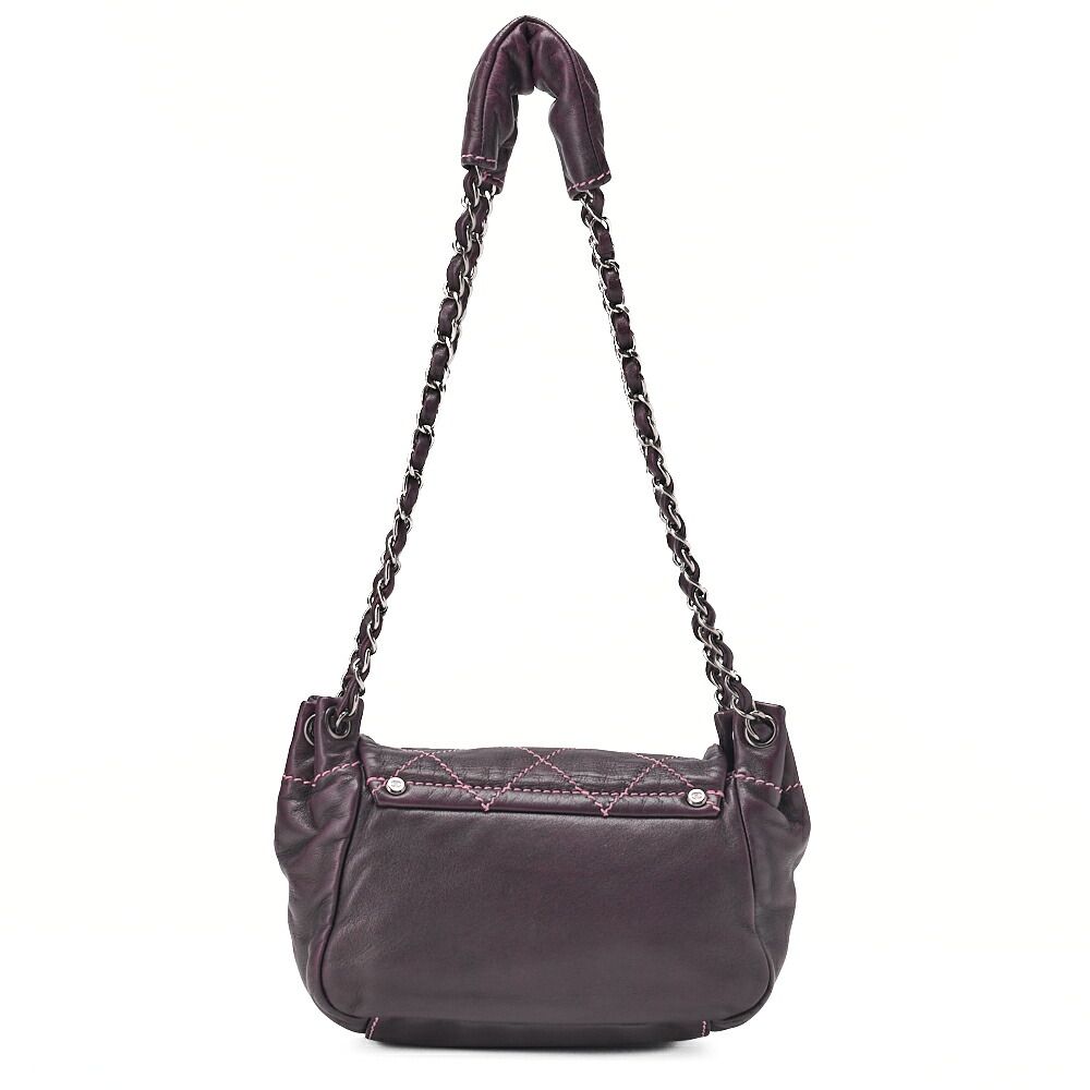 Chanel Shoulder Bag Matelasse Wild Stitch Decacoco Lambskin Purple Silver