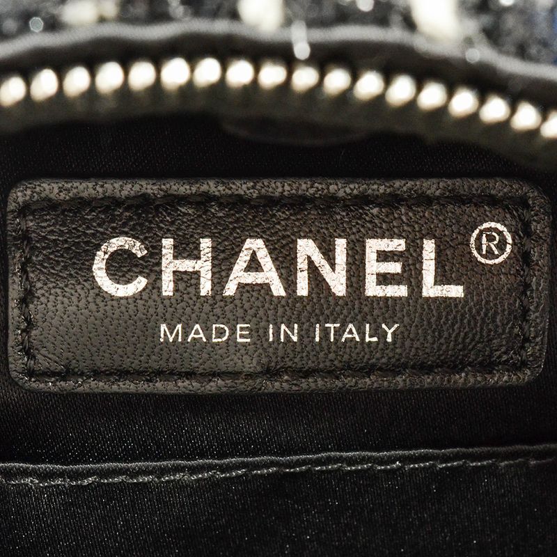 Chanel Backpack Tweed Nylon Black Silver Hardware Coco Mark 24th Astronaut Women