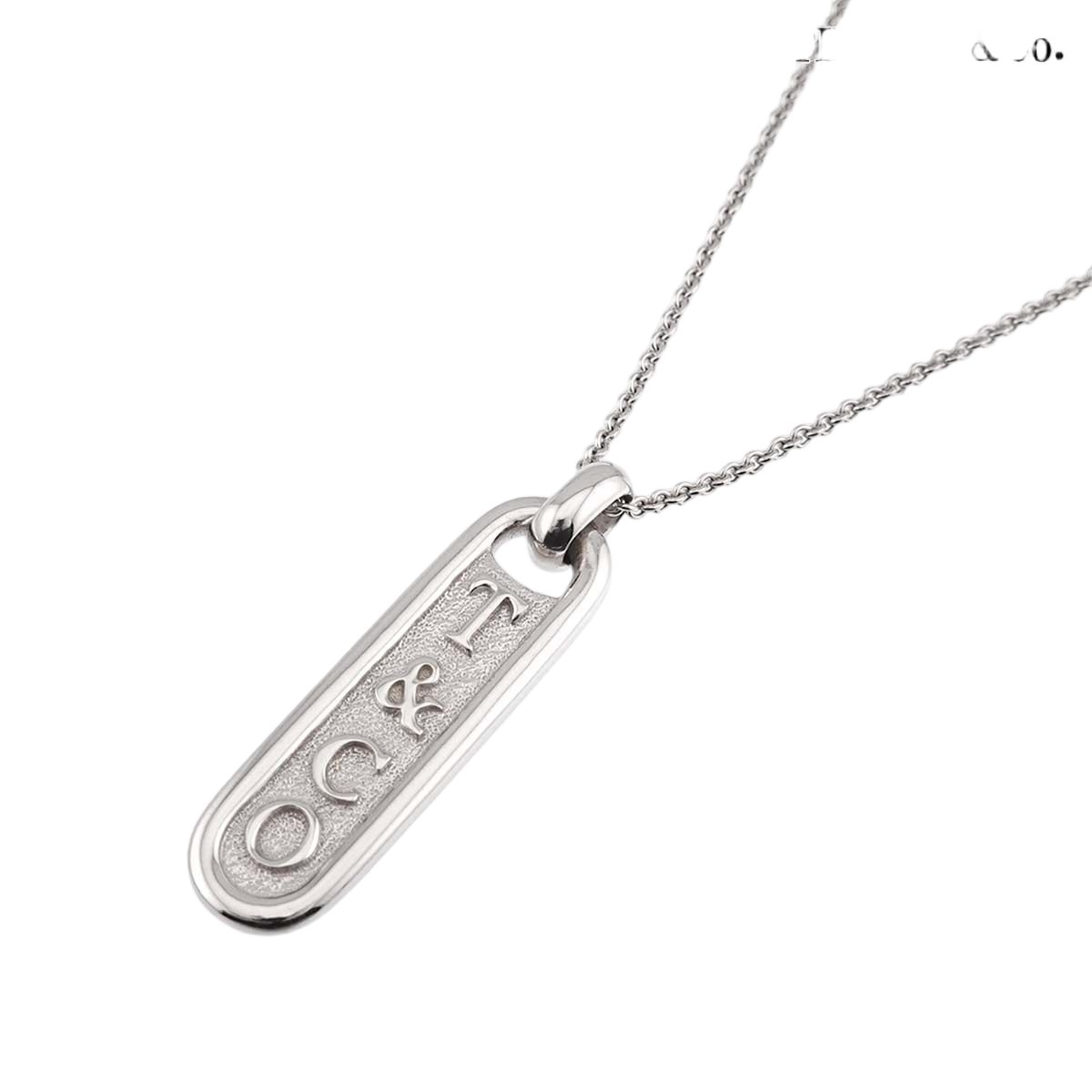 Tiffany & Co Logo Plate Necklace 50 cm 925 Sterling Silver