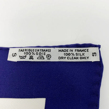 Hermes Fallen Leaves White X Navy Silk Scarf