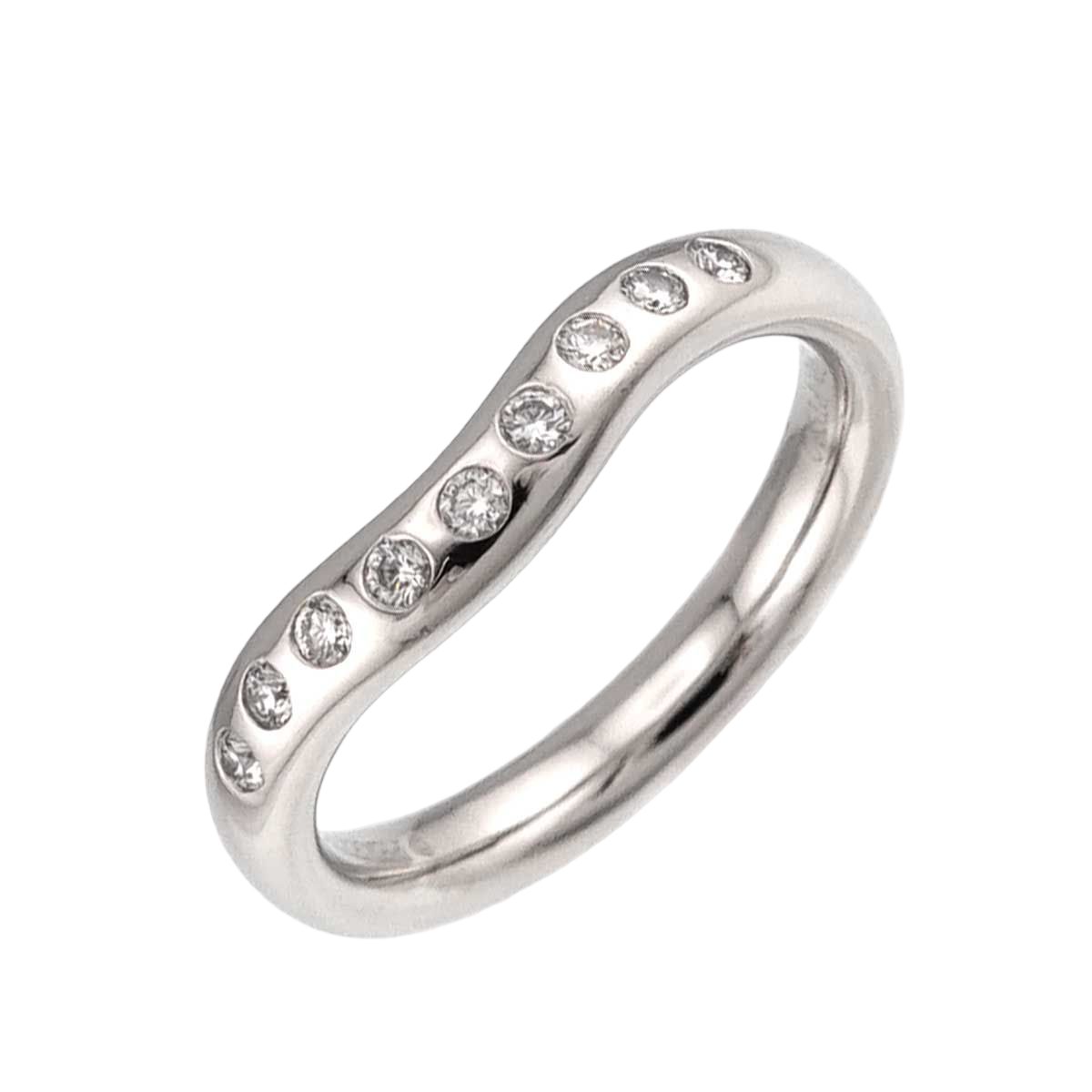 Tiffany & Co Wide Curved Band Ring Diamond Pt Platinum