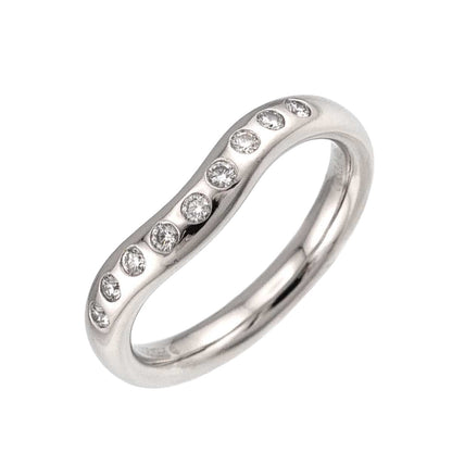 Tiffany & Co Wide Curved Band Ring Diamond Pt Platinum
