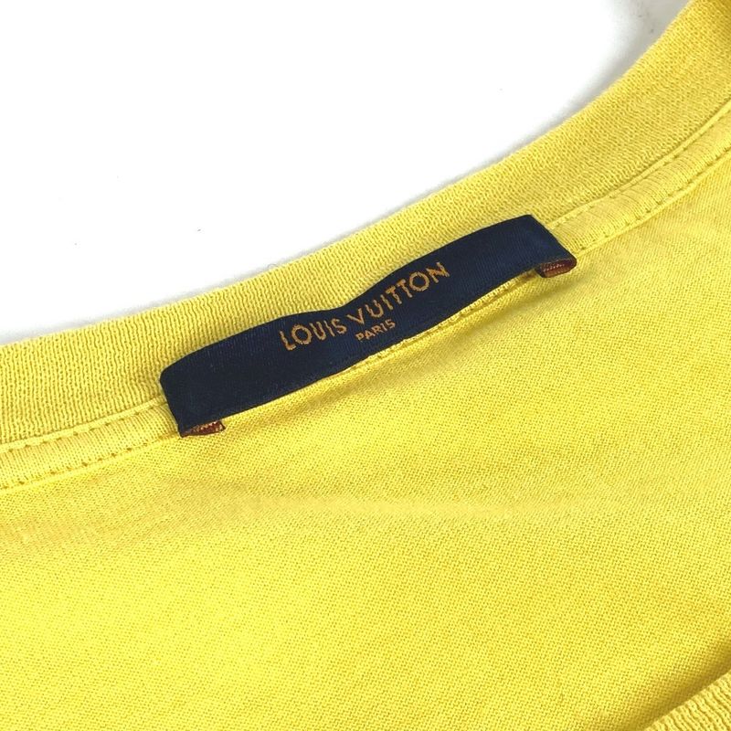 Louis Vuitton Short-sleeved T-shirt Logo LV Circle Cotton Yellow