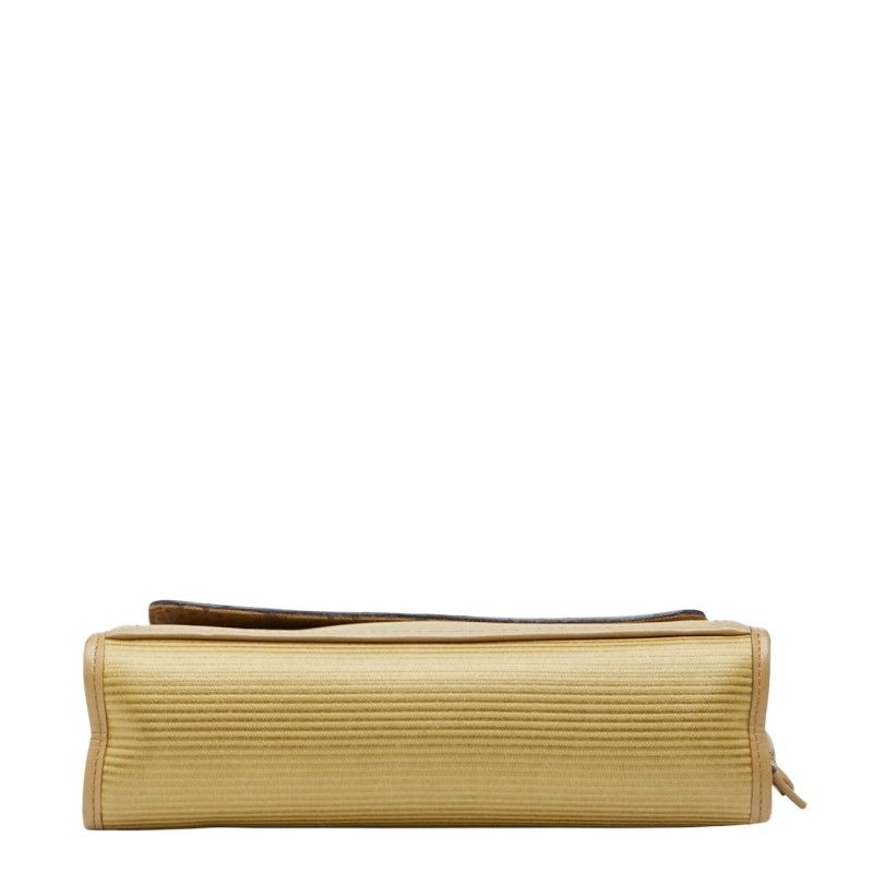Saint Laurent YSL Logo Second Bag Clutch Bag Beige PVC Leather Women Saint